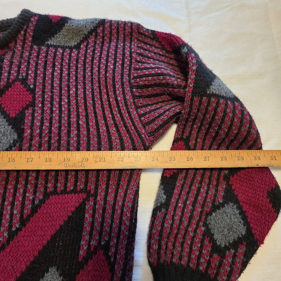 XL Indie Vintage sweater Eclectic Grandpa core Mens Black Red Geometric dad 80's - Picture 7 of 9